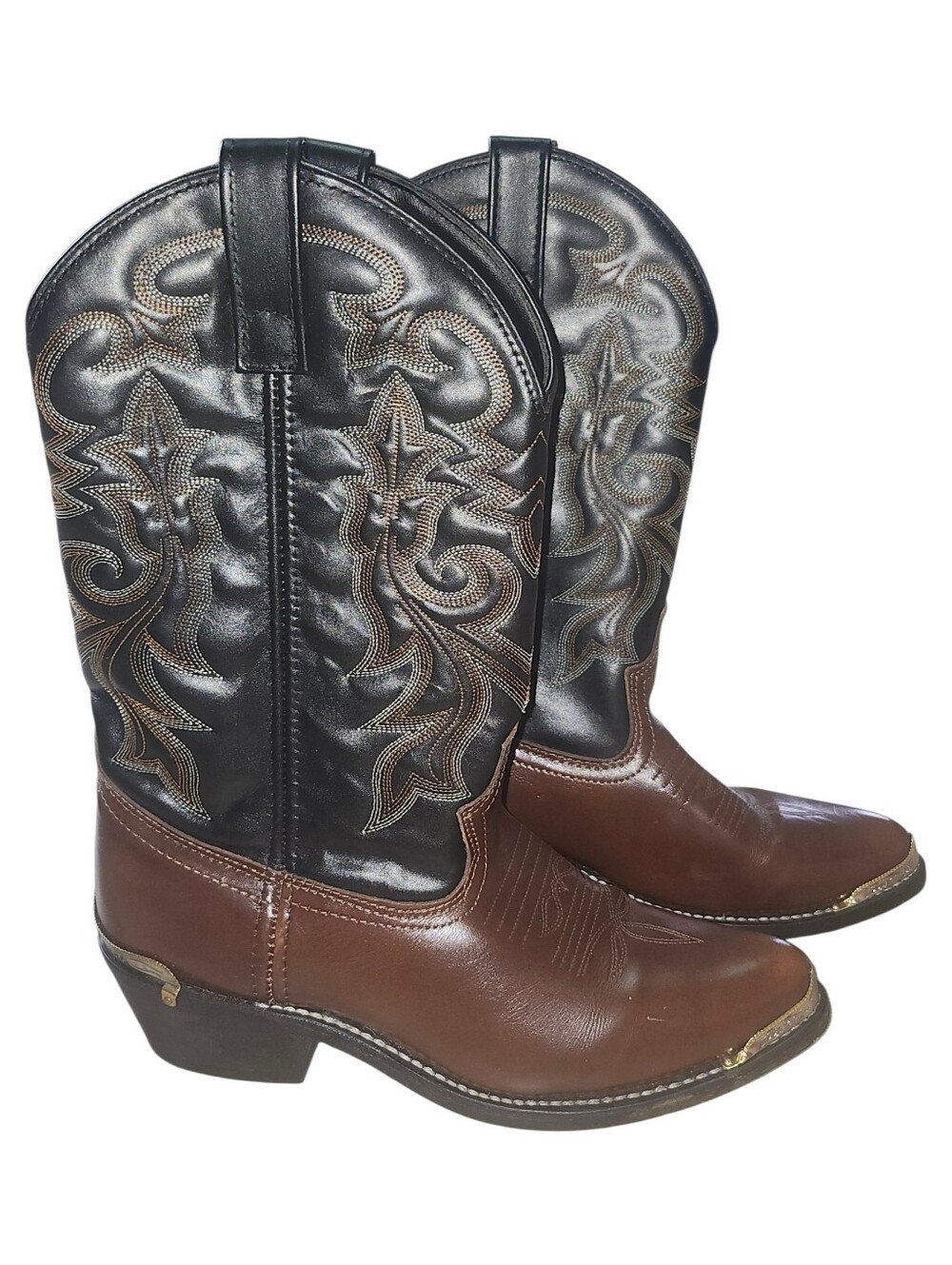 Masterson Boot Co Brown and Black Two Tone Men's Leather Cowboy Boots. Sz. 8D